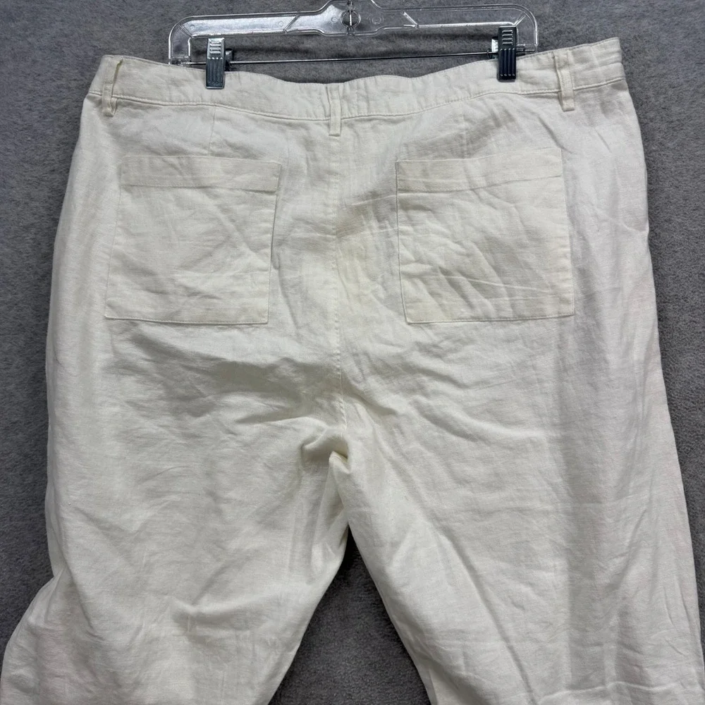 Onia Linen Blend Pants Mens 38x30‎ Cream Button Fly Straight Lounge Resort Beach